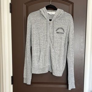 Abercrombie & Fitch Light Gray Zip Hoodie Sweater Medium